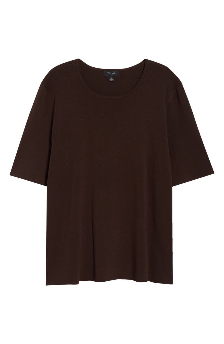 Tahari ASL Short Sleeve Sweater, Alternate, color, Espresso