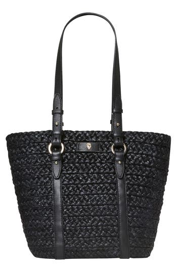 Helen Kaminski Pinimil Woven Raffia Tote Bag In Charcoal/black