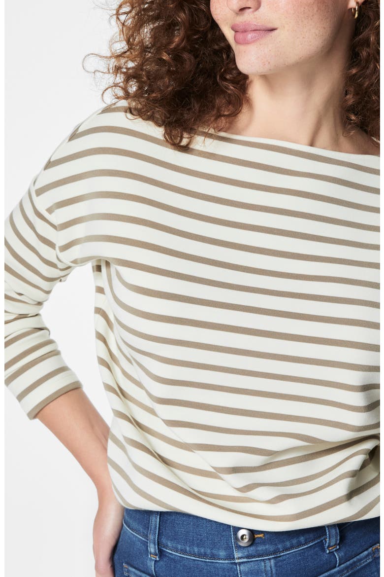 AirEssentials Stripe Boatneck Top, Alternate, color, PORCELAIN FAWN