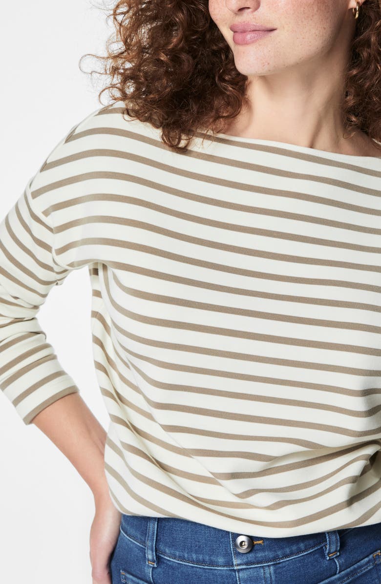 SPANX<sup>®</sup> AirEssentials Stripe Boatneck Top, Alternate, color, Porcelain Fawn