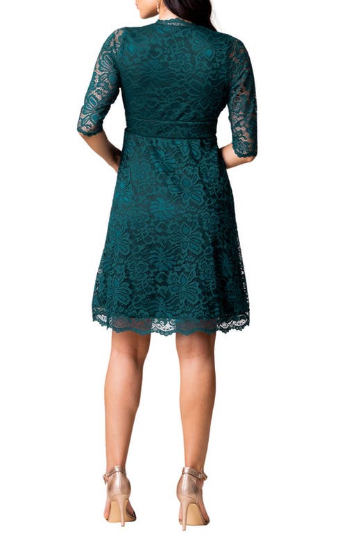 Kiyonna Mademoiselle A-line Lace Cocktail Dress In Emerald Green