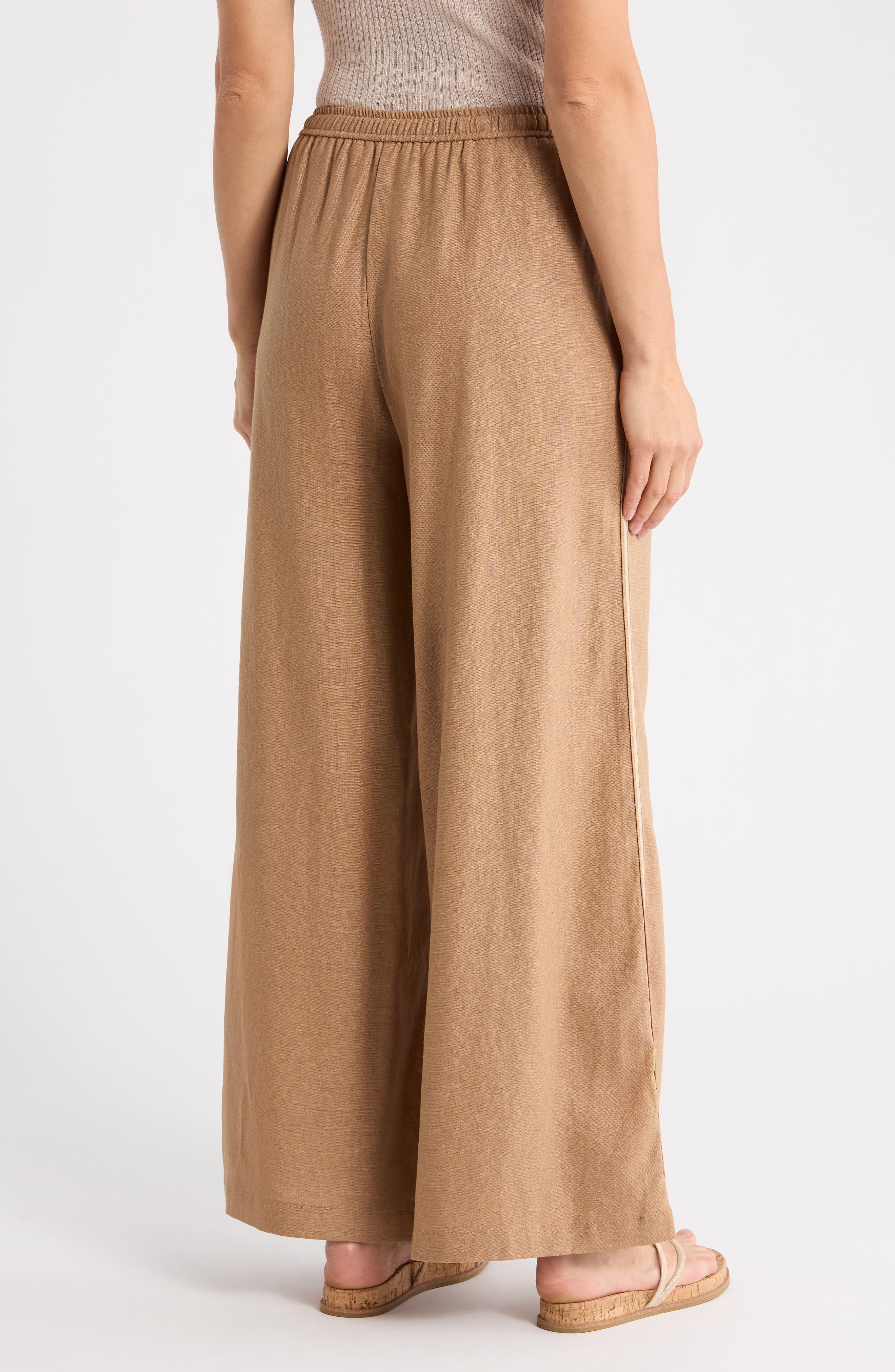 Side Stripe Linen Blend Wide Leg Pants - image 2