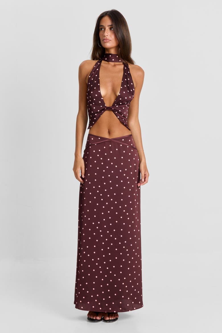 Cici Maxi Skirt, Alternate, color, Pink Polkadot