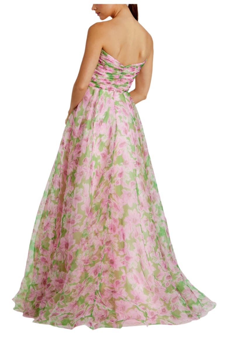 Mac Duggal Strapless Chiffon Gown With Ruffle Detail, Alternate, color, Pink Multi