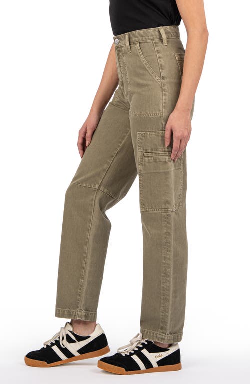 Kut From The Kloth Kiera High Waist Slim Barrel Leg Cargo Jeans In Olive