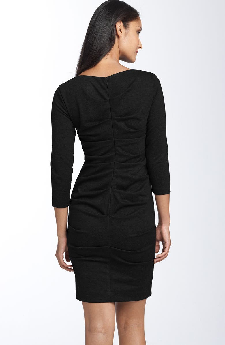 Nicole Miller Ruched Ponte Knit Sheath Dress, Alternate, color, 