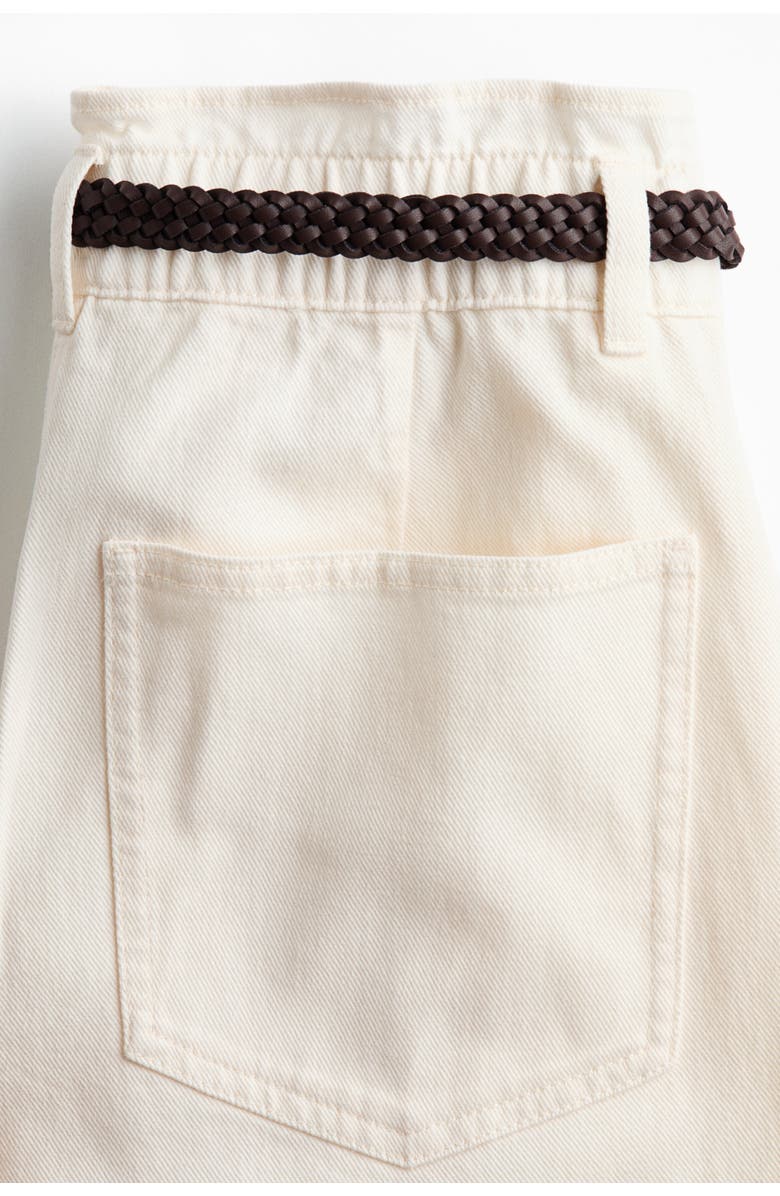 H&M Belted Barrel Trousers, Alternate, color, Cream