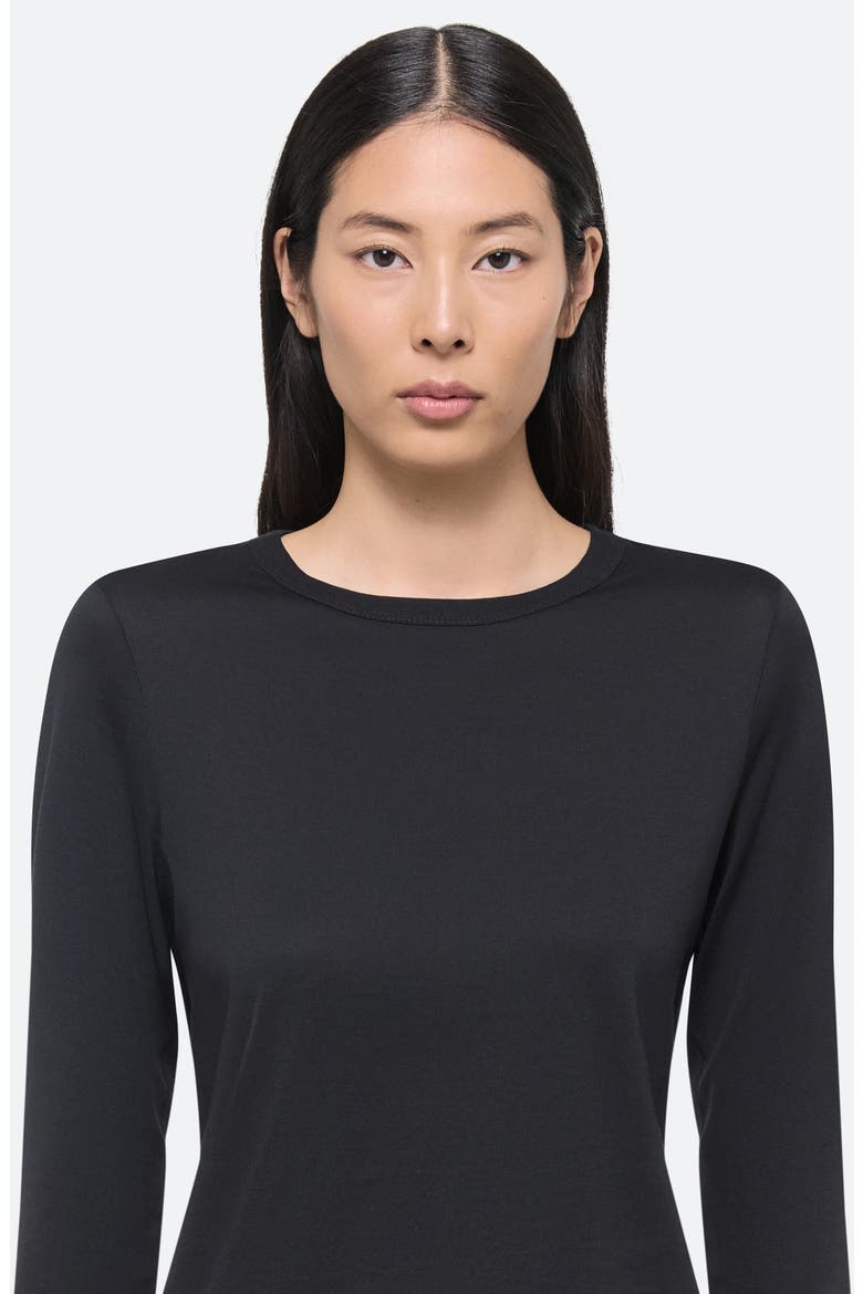 Slim Long Sleeve Cotton T-Shirt, Alternate, color, BLACK - 001