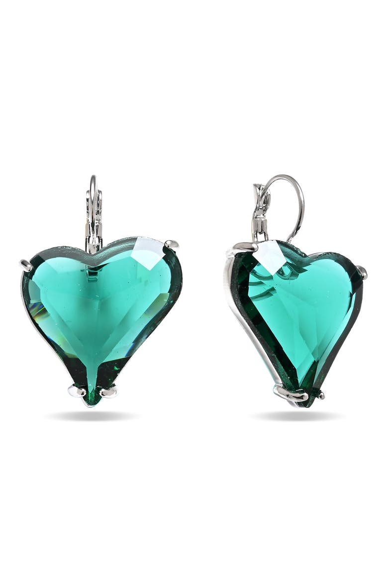 Noor Heart Drop Earrings, Main, color, SILVER