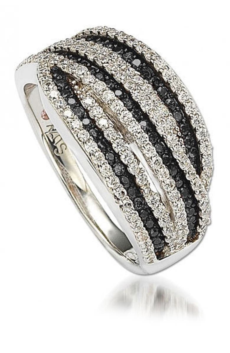 SUZY LEVIAN Sterling Silver Pave Set CZ Ring, Alternate, color, Black