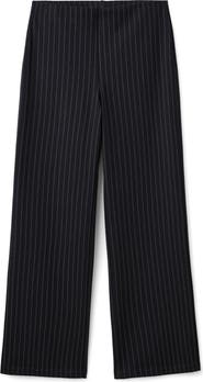 MANGO Pinstripe Pull-On Wide Leg Pants