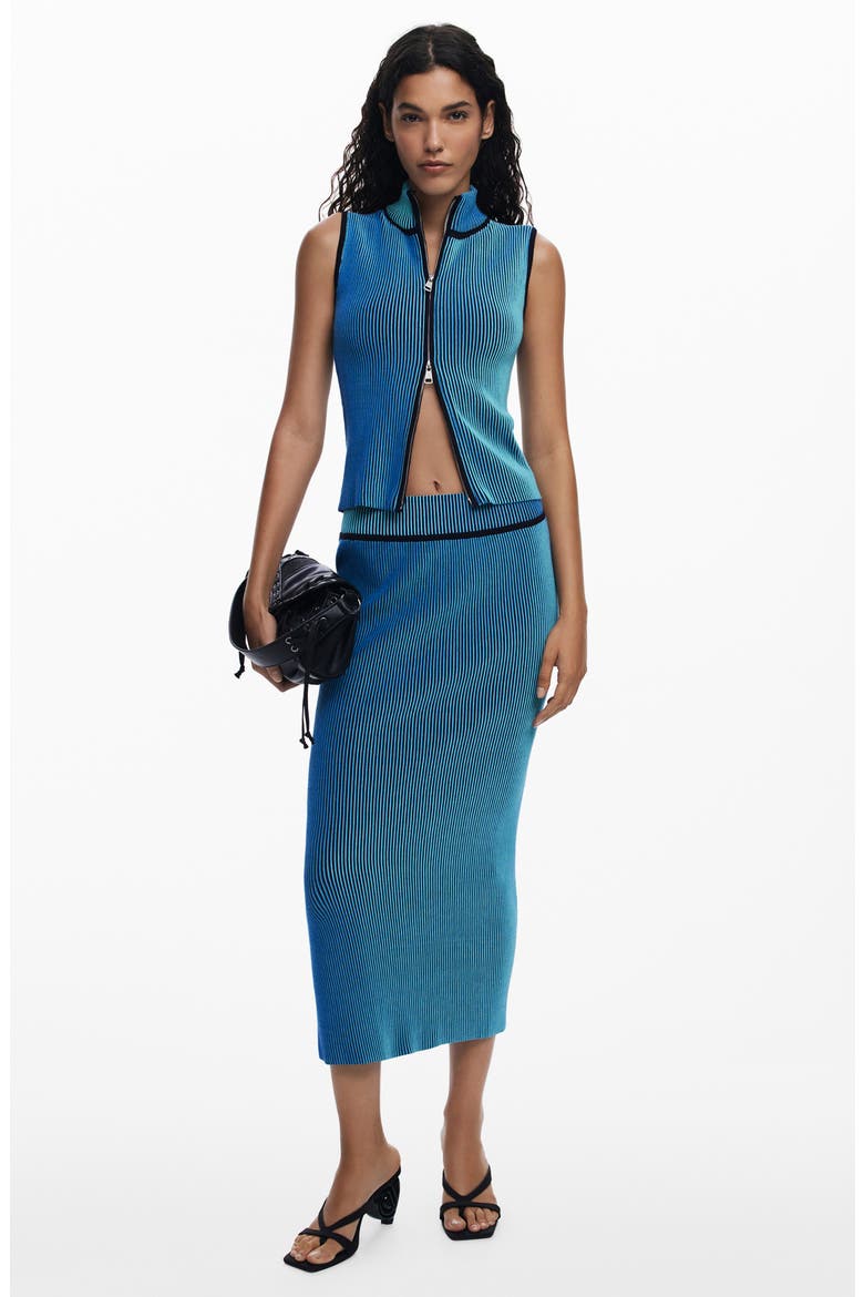 Rib Column Skirt, Alternate, color, BLUE