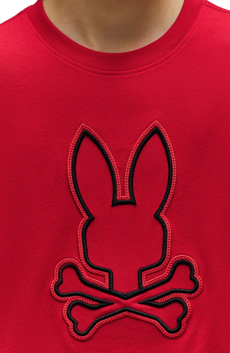 Psycho Bunny Kids' Sayer Embroidered Bunny Pima Cotton T-Shirt, Alternate, color, Tango Red