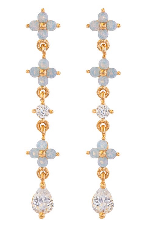 Blue Blossom Cubic Zirconia Linear Drop Earrings