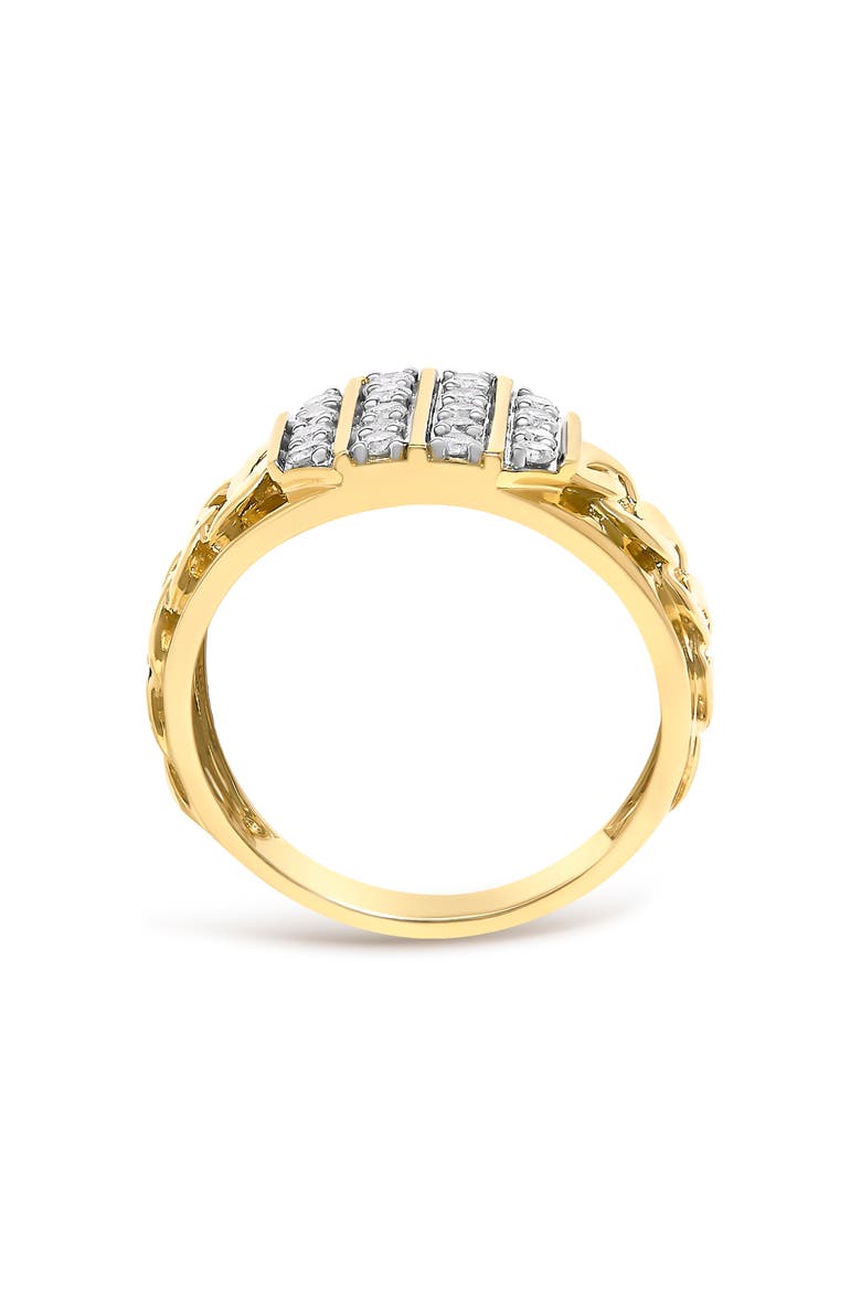 Men's 14K Yellow Gold Plated Sterling Silver Diamond 1/2 Cttw Cuban-Link Band Ring, Alternate, color, Yellow Gold over Silver
