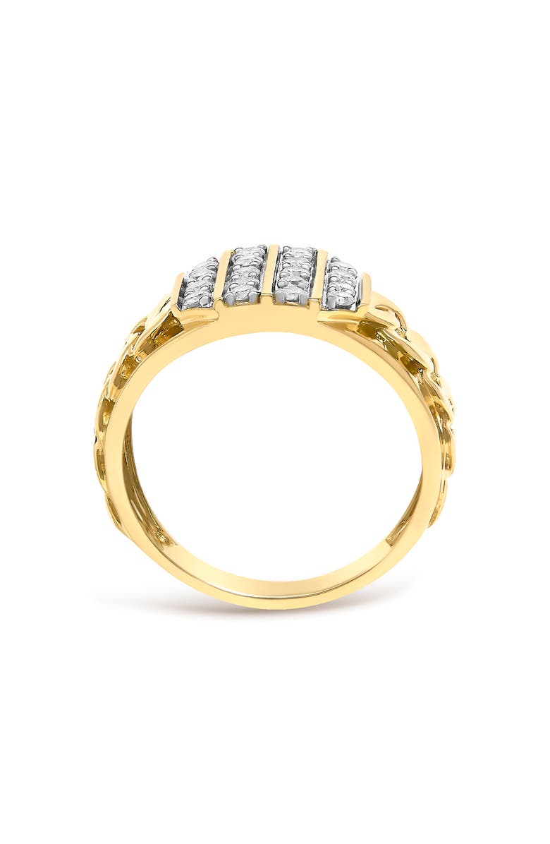 Haus of Brilliance Men's 14K Yellow Gold Plated Sterling Silver Diamond 1/2 Cttw Cuban-Link Band Ring, Alternate, color, Yellow Gold Over Silver