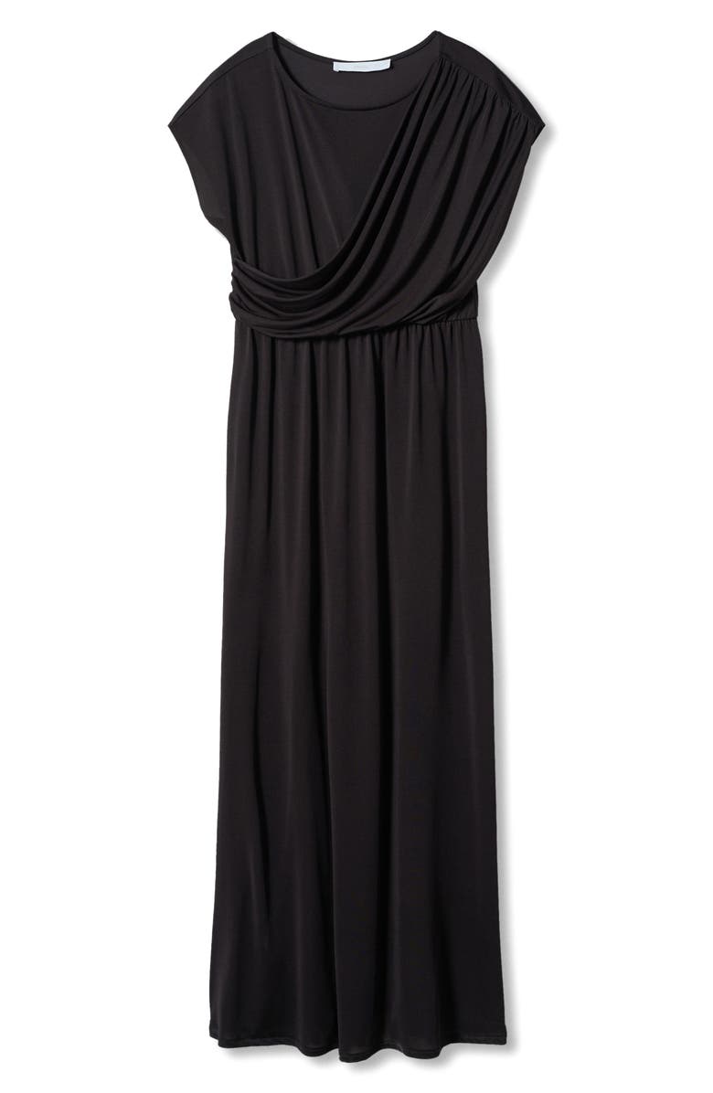 MANGO Drape Front Satin Dress, Alternate, color, 