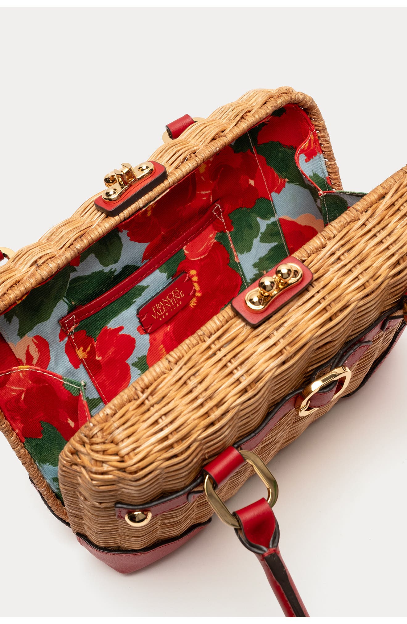 Lady Basket Wicker Handheld Bag, Alternate, color, RED