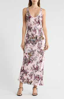 Akiya Butterfly Jungle Print Satin Slipdress