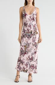 L'AGENCE Akiya Butterfly Jungle Print Satin Slipdress