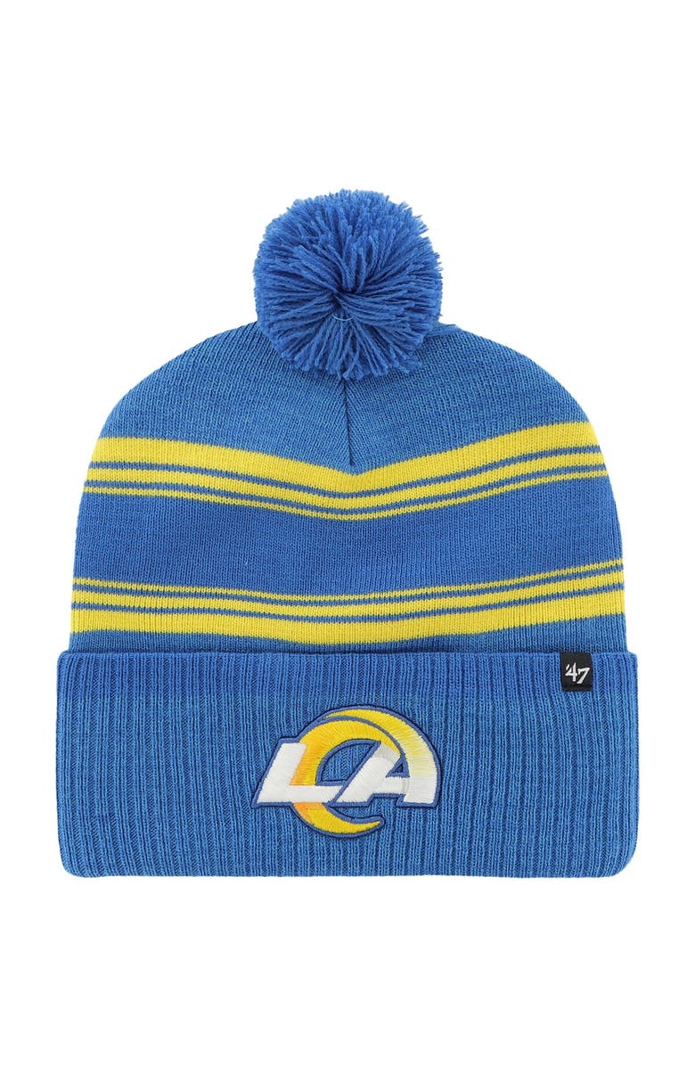 '47 Men's '47 Royal Los Angeles Rams Fadeout Cuffed Knit Hat with Pom, Main, color, Royal