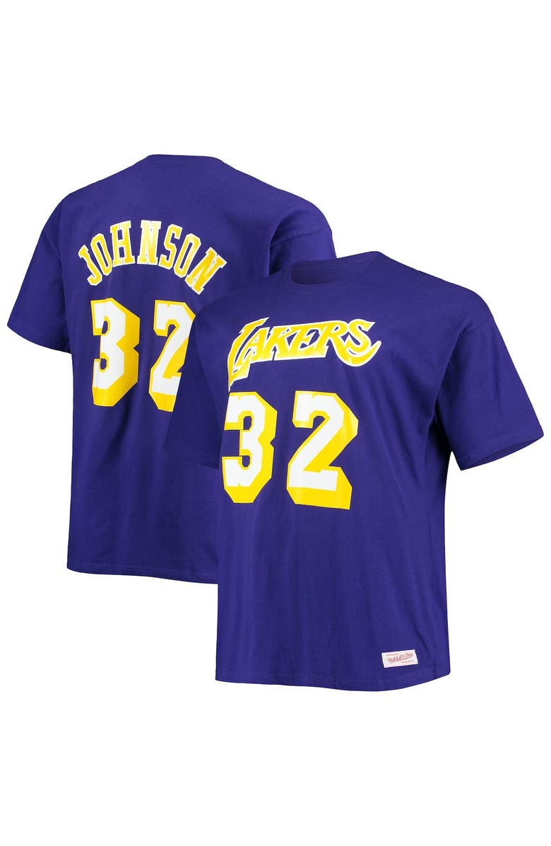 Mitchell & Ness Men's Mitchell & Ness Magic Johnson Purple Los Angeles Lakers Big & Tall Hardwood Classics Name & Number T-Shirt, Main, color, 