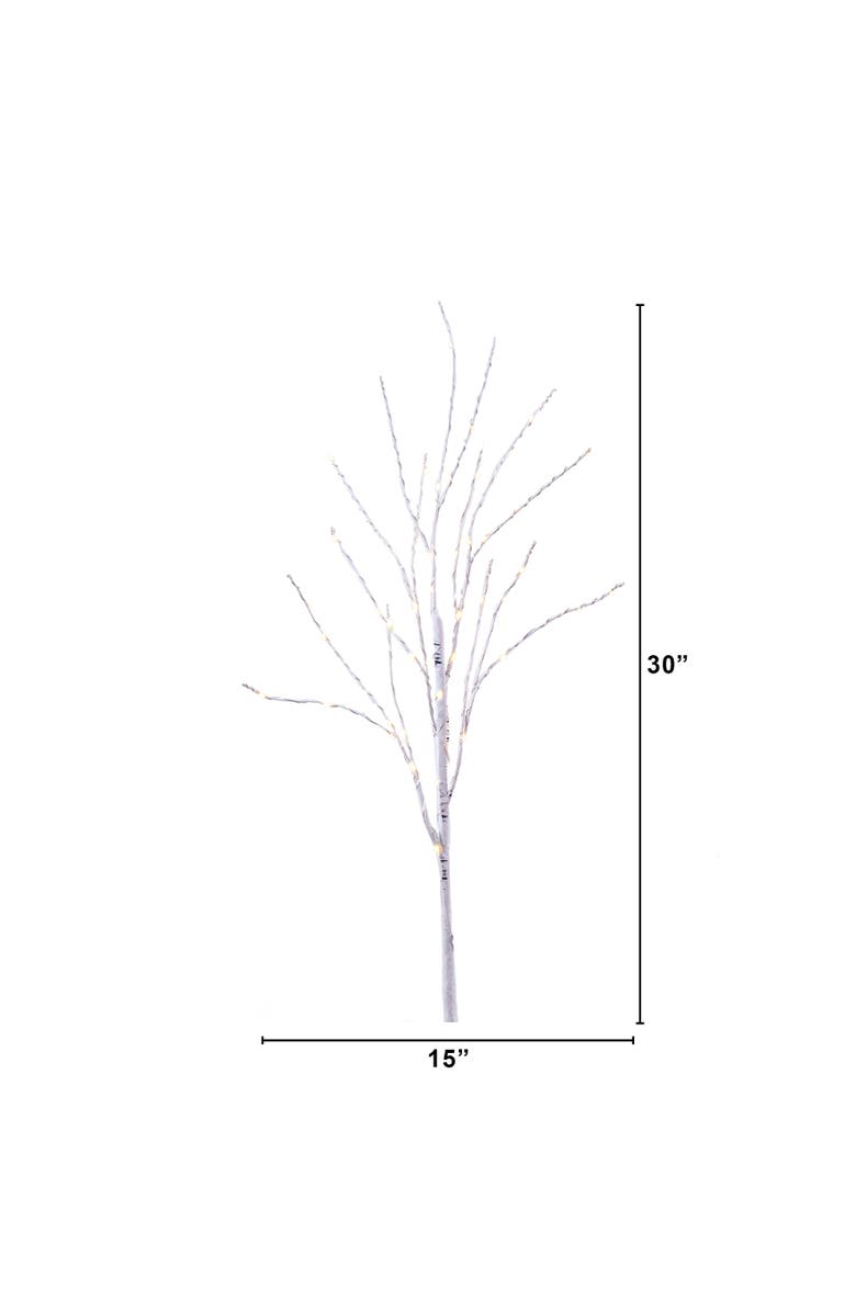 NEARLY NATURAL 2.5-ft Pre-Lit Artificial White Birch Branches with Warm White 100 Micro LED Lights, Alternate, color, Green