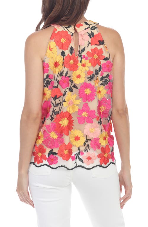 RAIN AND ROSE RAIN AND ROSE SLEEVELESS FLORAL EMBROIDERED TOP 