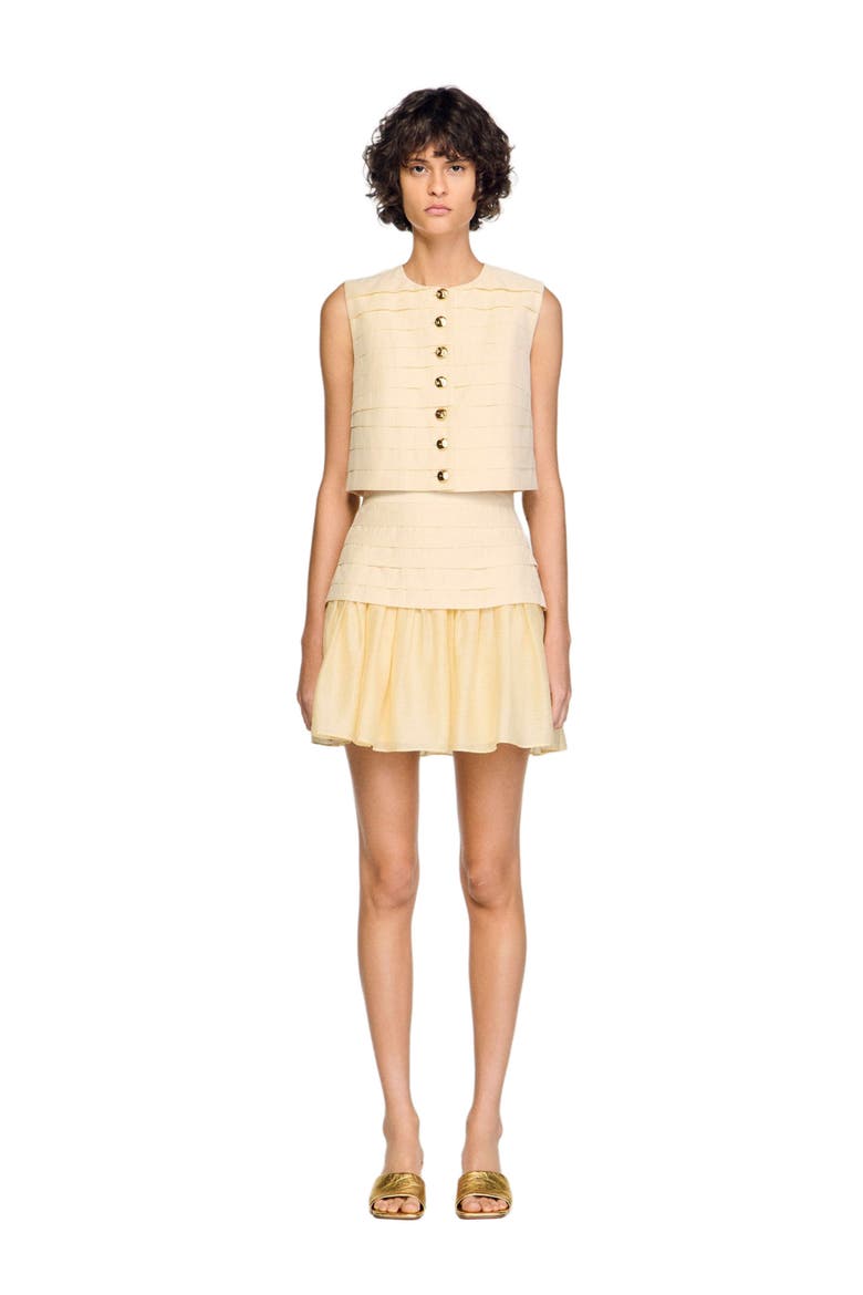 Short pleated skirt, Alternate, color, Vanilla