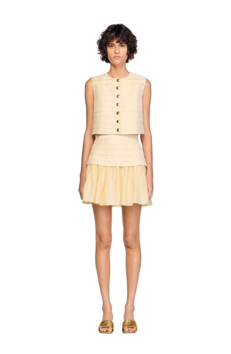 SANDRO Short pleated skirt, Alternate, color, Vanilla