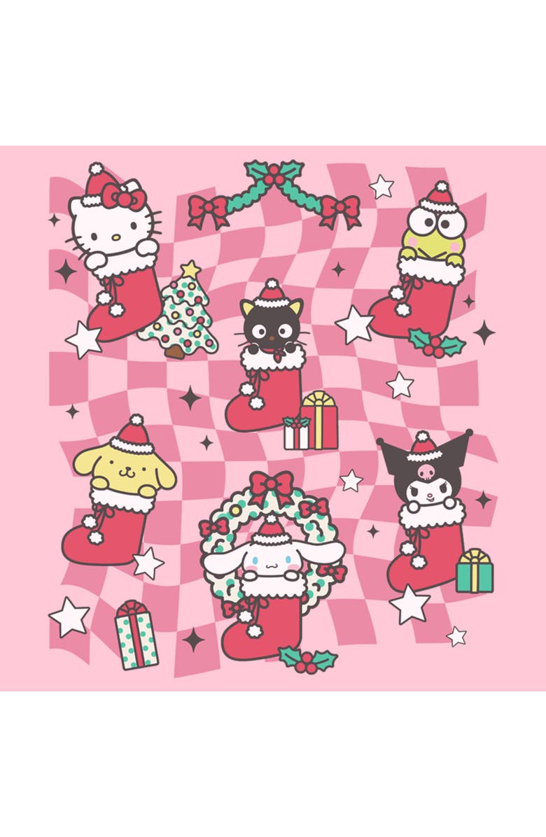 Hello Kitty Girl's Hello Kitty Christmas Stockings and Friends Graphic T-Shirt, Alternate, color, Light Pink