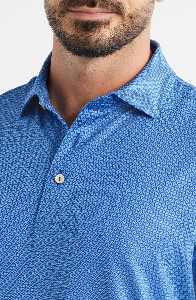Peter Millar Axle Geometric Print Performance Jersey UPF50+ Polo, Alternate, color, Sport Navy