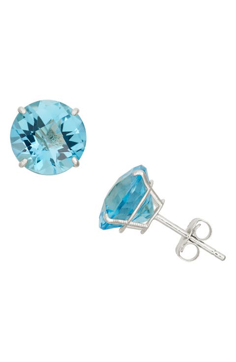 10K White Gold Solitaire Stud Earrings