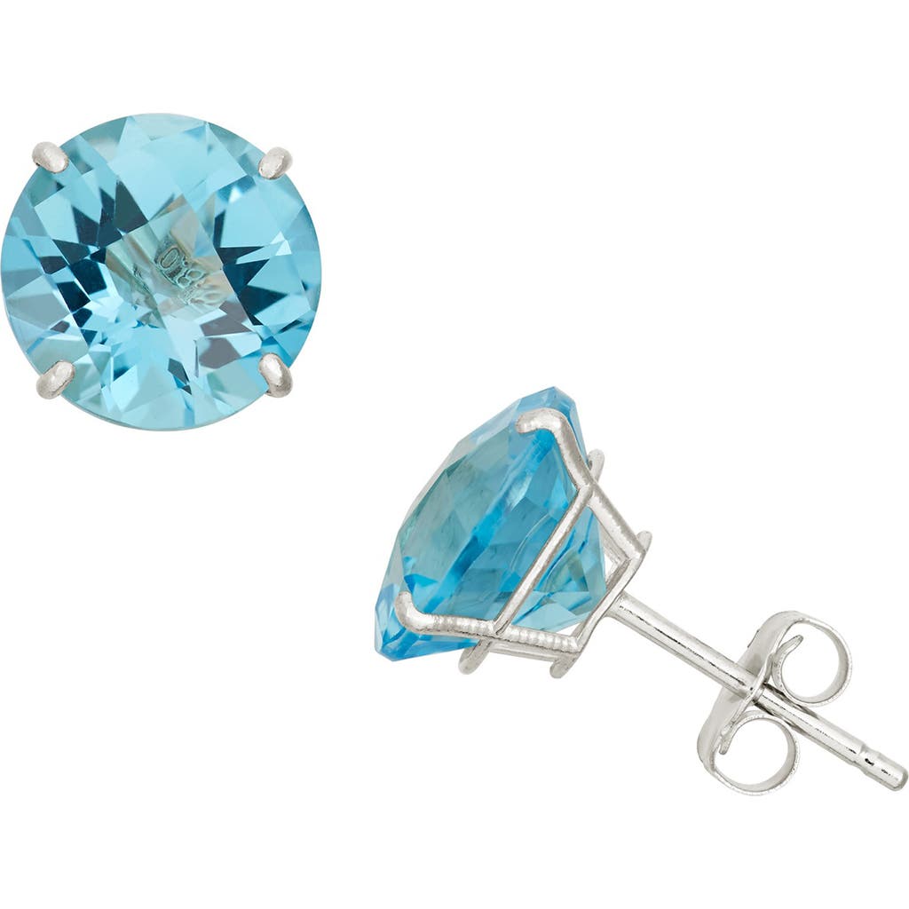 Fzn 10k Gold Solitaire Stud Earrings In Blue