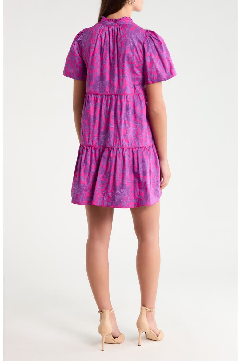 Candace Floral Tiered Cotton Minidress, Alternate, color, FUCHSIA-PURPLE