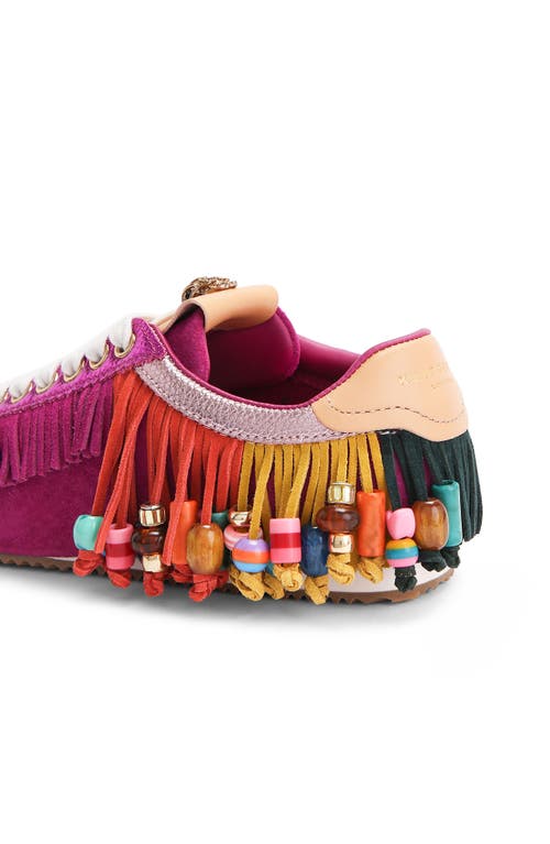 Kurt Geiger Suede Leather Islington Beaded Tassel Sneakers In Multi