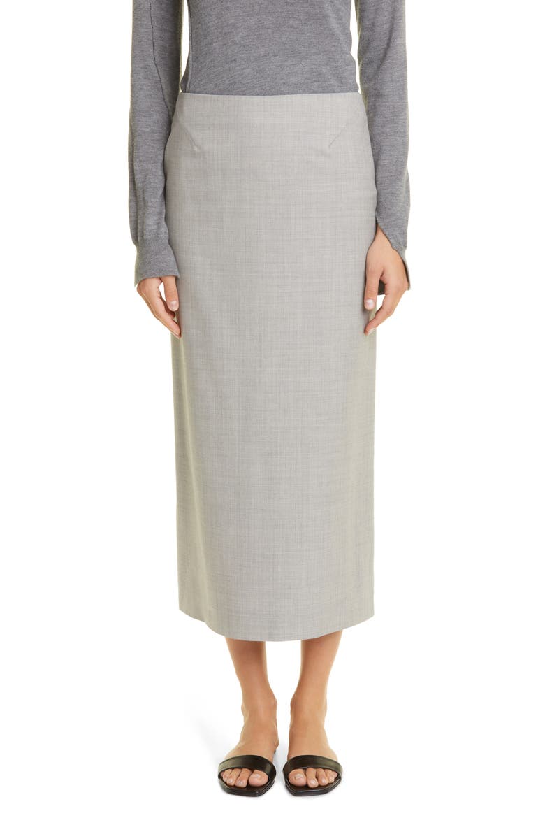 Berth Merino Wool Maxi Skirt, Main, color, GREY MELANGE