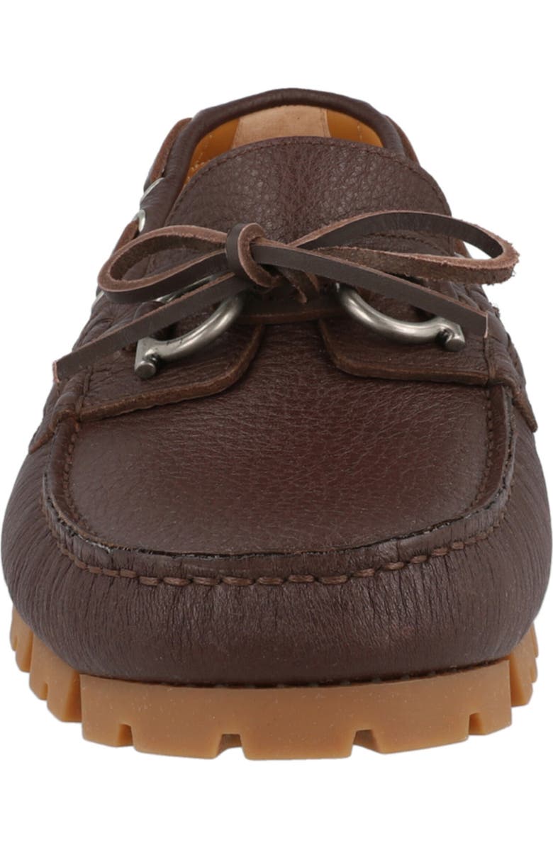 FERRAGAMO Gisoue Leather Boat Shoe, Alternate, color, Brown