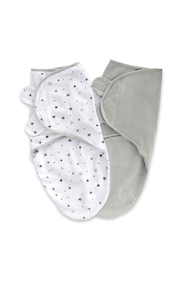 Ely's & Co. Adjustable Swaddle Blanket 2 Pack, Main, color, Grey Stars
