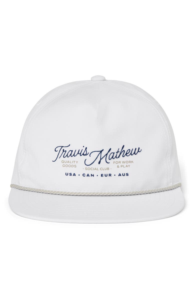 TravisMathew Gate Crasher Snapback Baseball Cap, Alternate, color, White