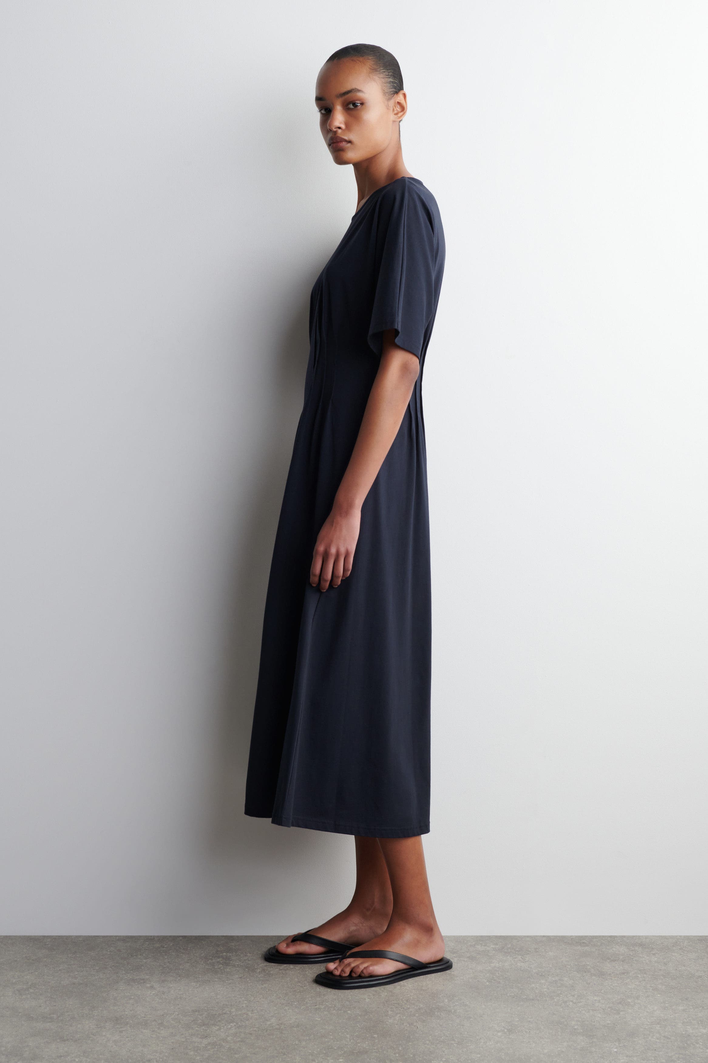 Pintucked Cotton Mini Dress - image 2