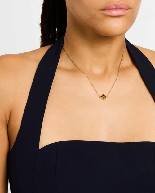 Jan Leslie Sterling With 18k Gold Overlay And Gemstones Single Petal Station Necklace In Brown