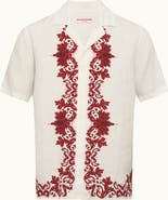 Orlebar Brown Maitan Linen Relaxed Fit Linen Mirabello Border Shirt