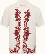 Orlebar Brown Maitan Linen Relaxed Fit Linen Mirabello Border Shirt