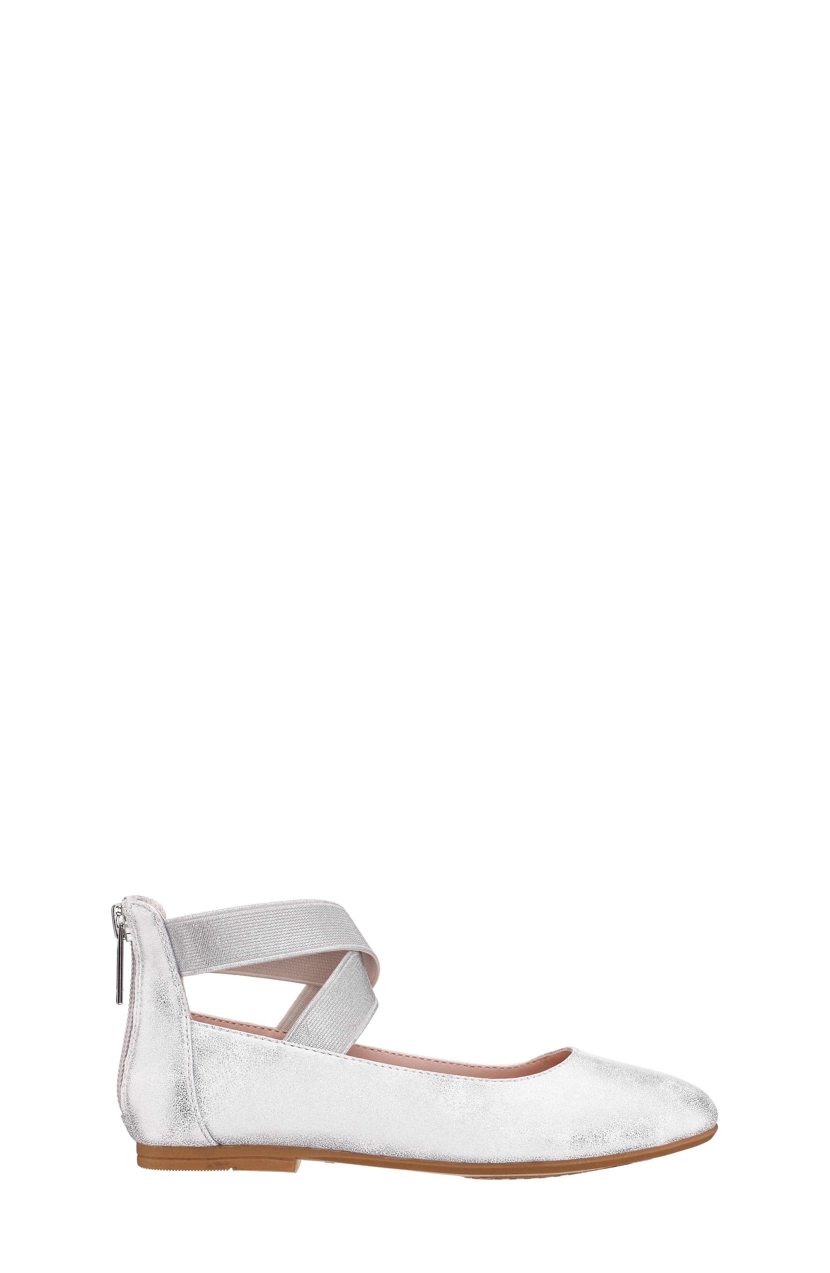 Marissa Cross Strap Flat, Alternate, color, SILVER DISTRESSED
