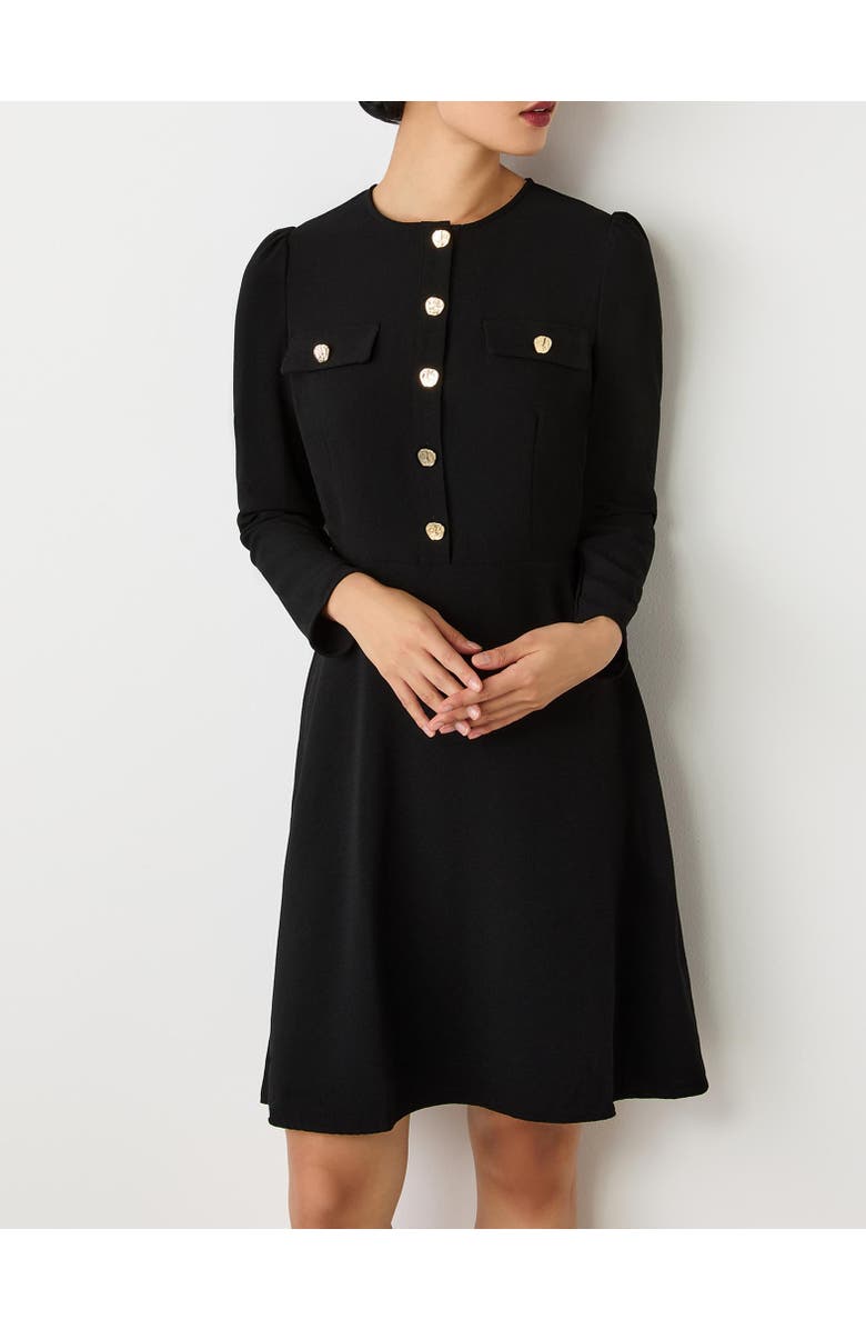 Finery London Evie Long Sleeve Crepe Short Dress, Alternate, color, Black