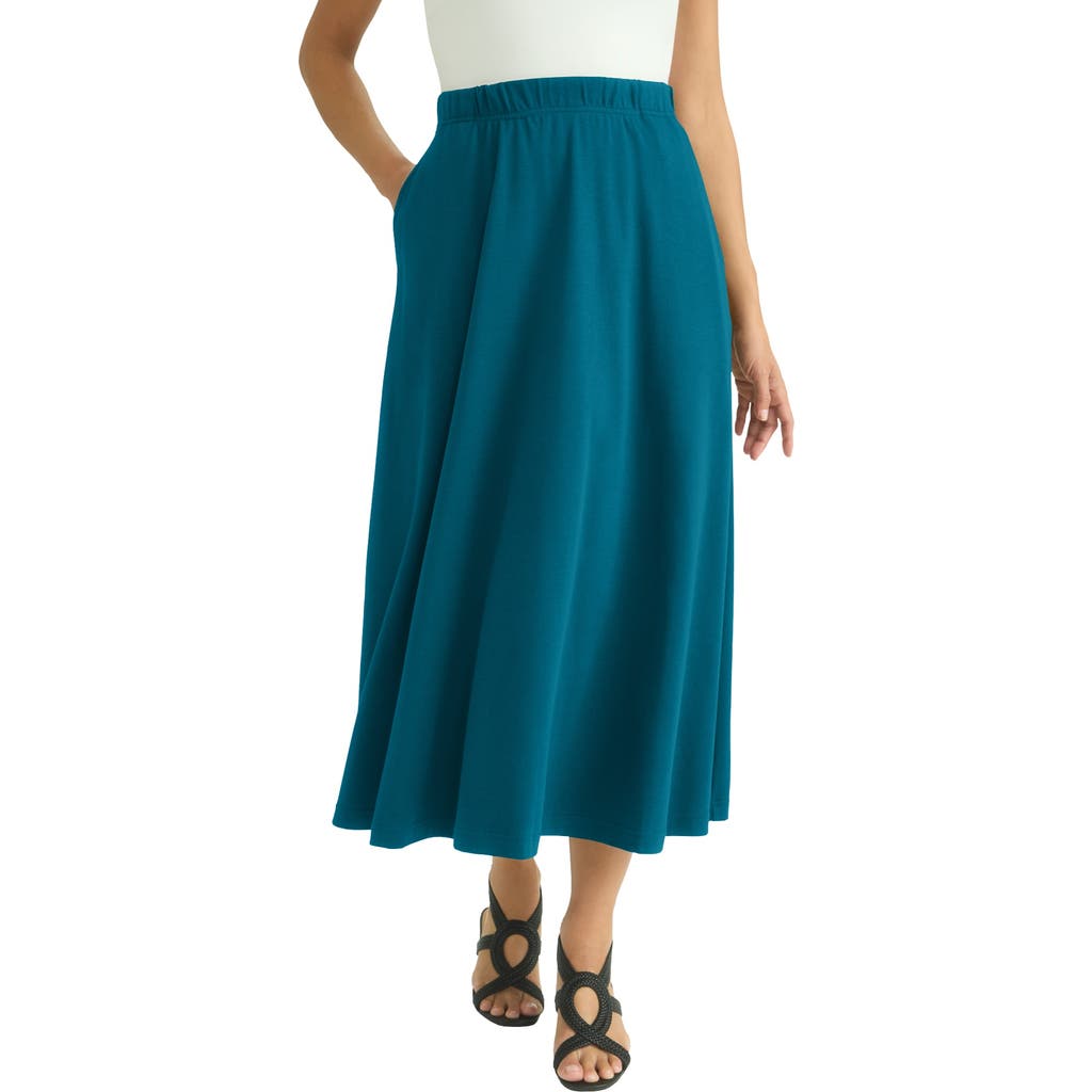 Jessica London Soft Ease Midi Skirt In Blue