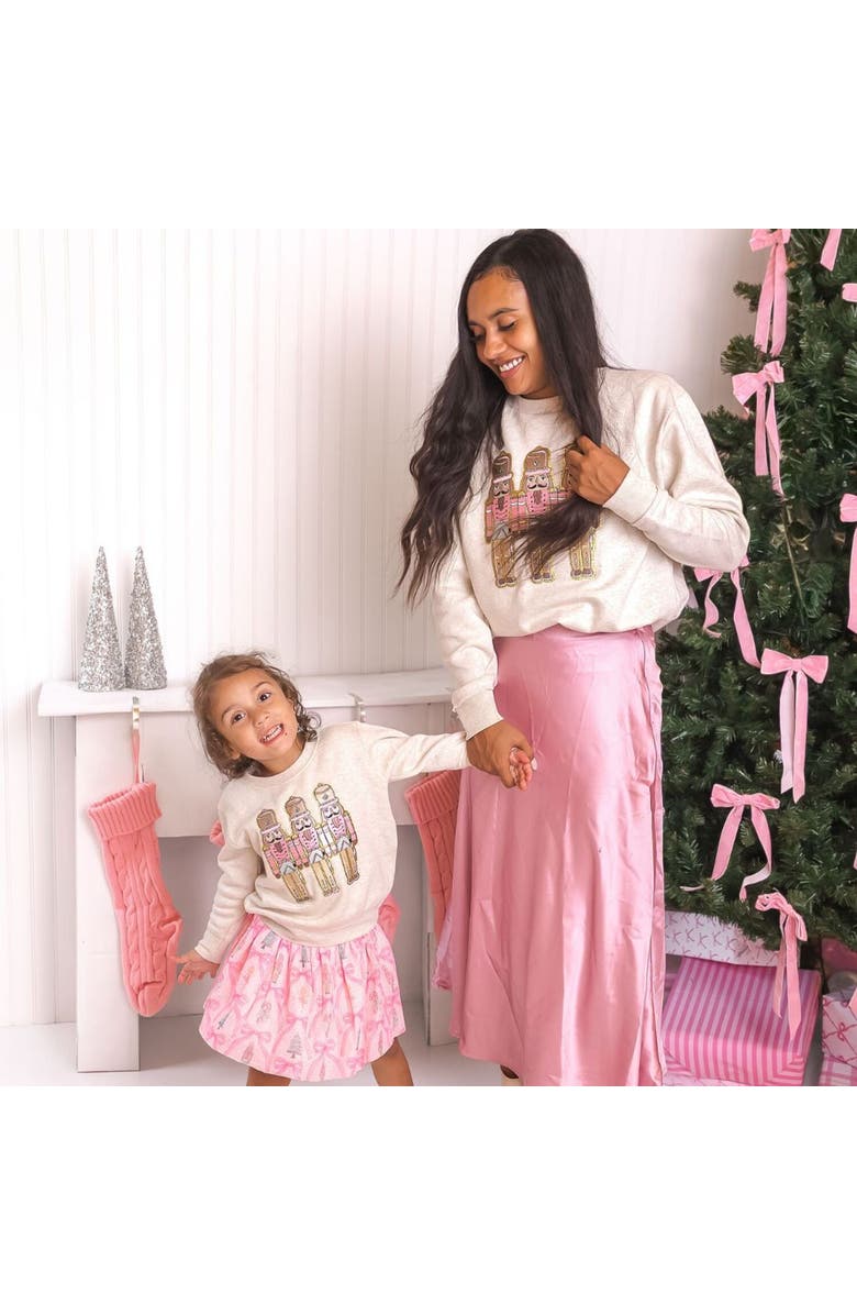 Sweet Wink Pastel Nutcracker Patch Christmas Sweatshirt, Alternate, color, Natural