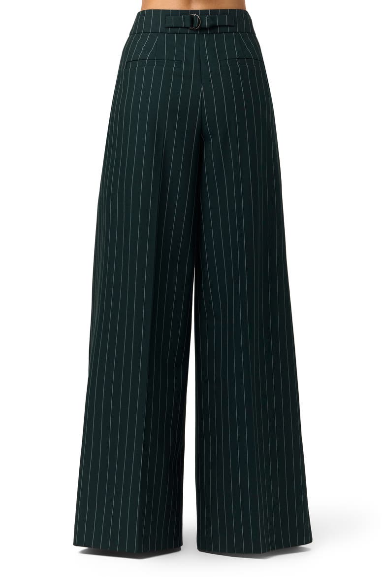 Pinstripe Pleated Wide Leg Pants, Alternate, color, MIDNIGHT NAVY/ TEAL