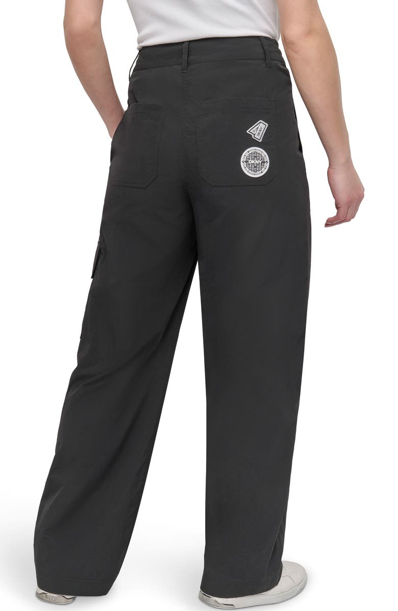 DKNY Pins & Patches Wide Leg Nylon Cargo Pants, Alternate, color, 